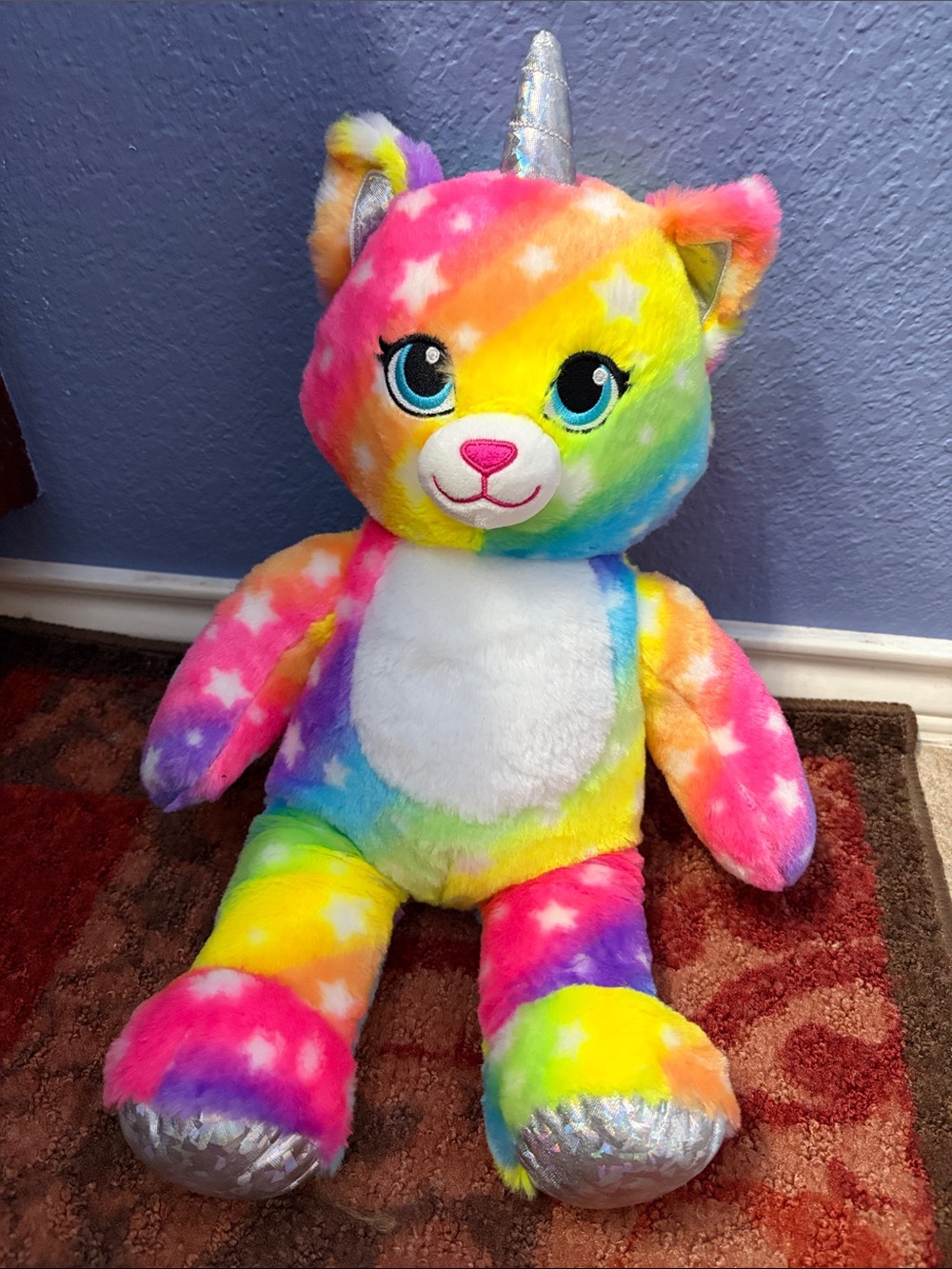 Retired Build A Bear Workshop Rainbow Kittycorn Unicorn Kitty Stars Sparkles 16"